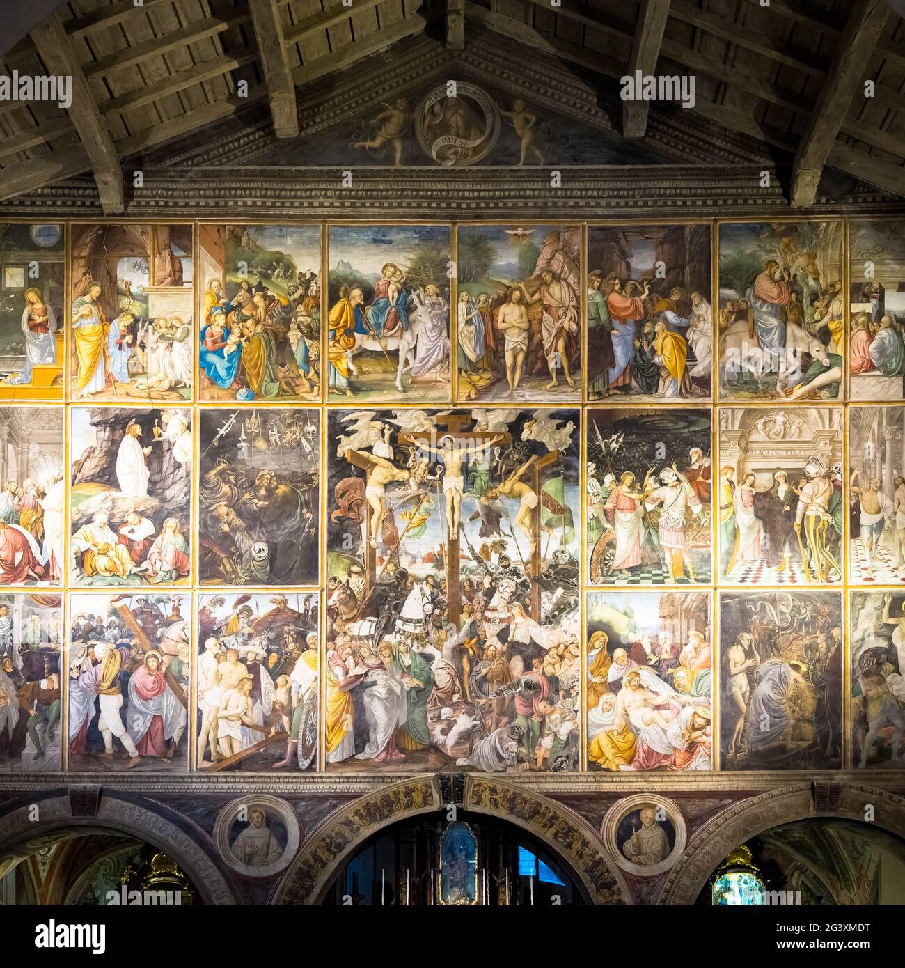 Italienische Renaissance Meisterwerk Parete Gaudenziana (Gaudenziana Wand) In Varallo - Italien Stockfoto