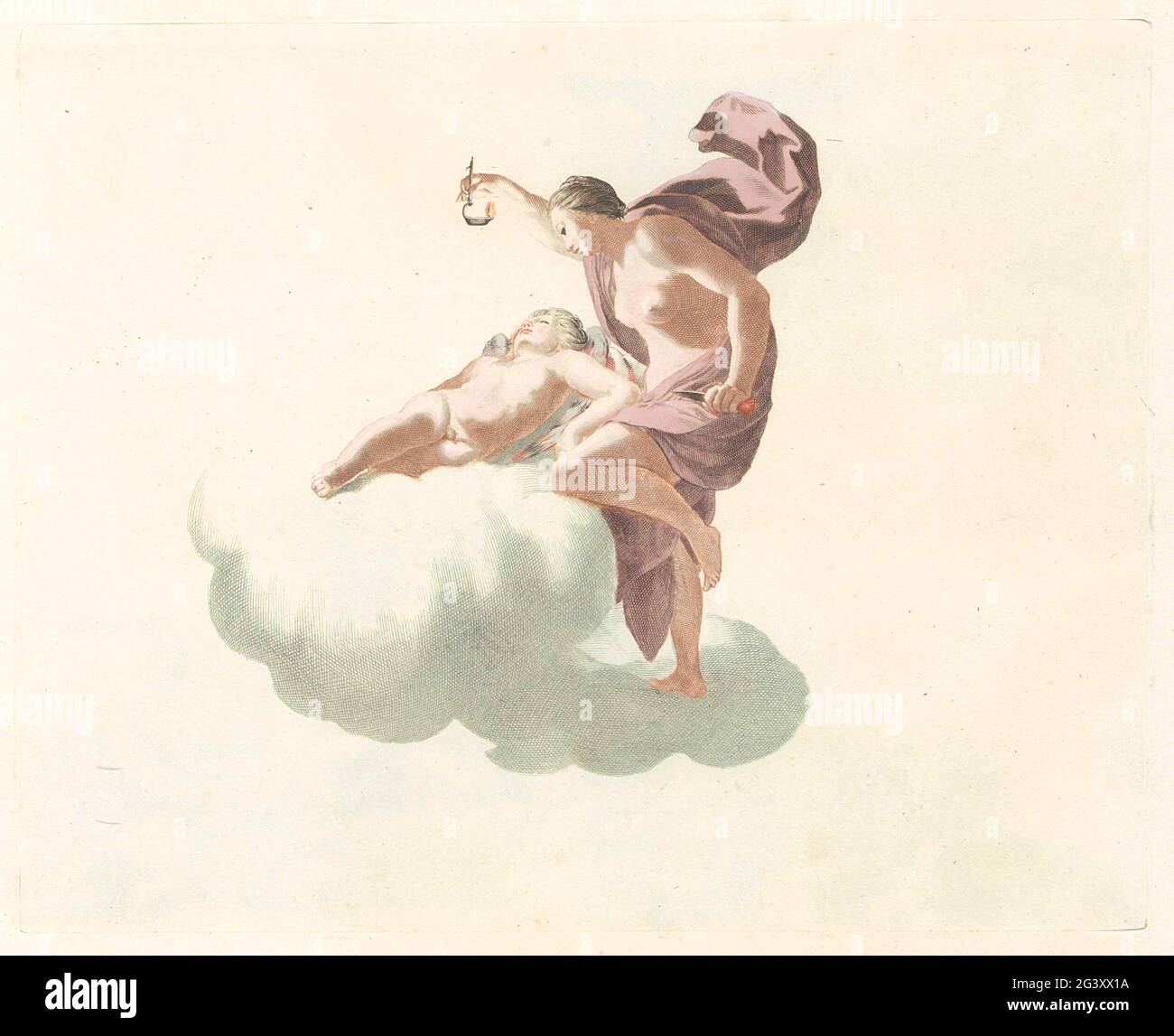 Amor und Psyche. Psyche verbringt den gott amor in seinem Schlaf. Sie ...