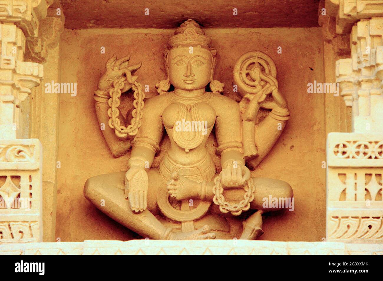 Wandtafel am Jain Tempel, Jaisalmer Stockfoto