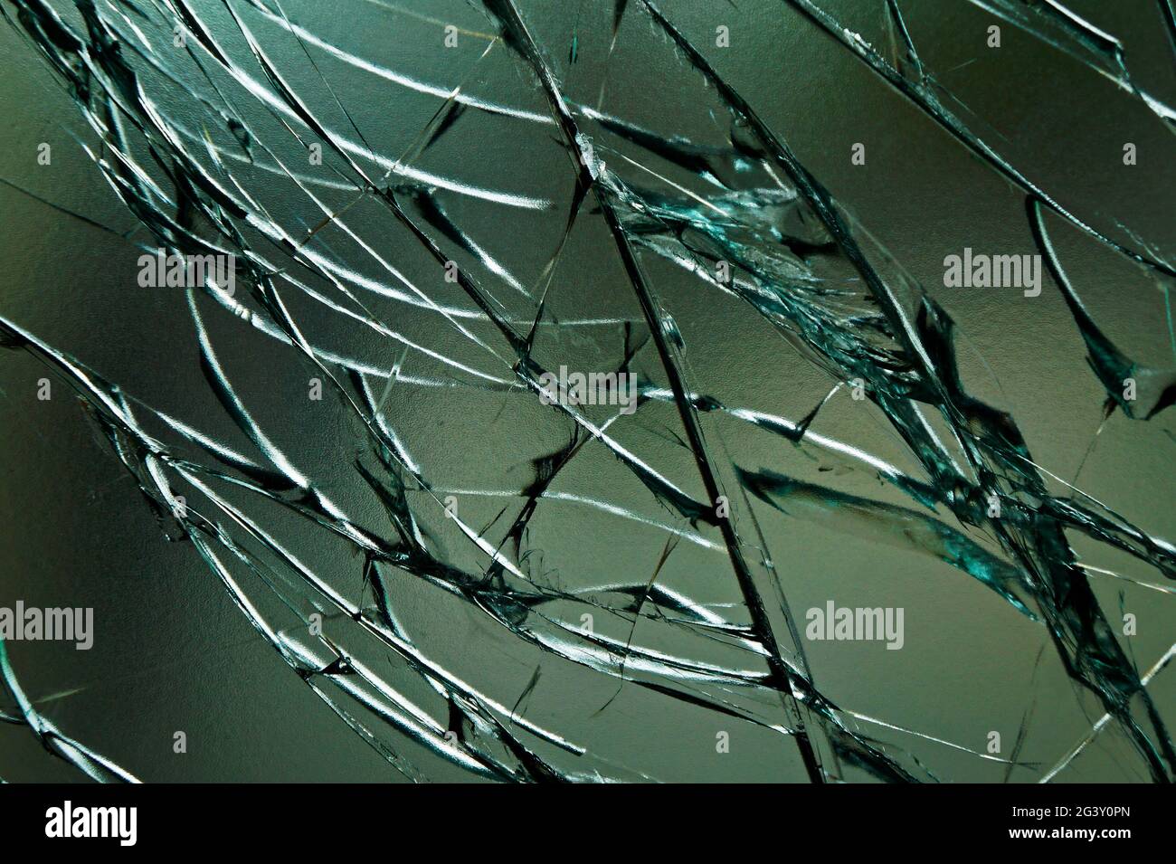 Gebrochene grüne Glas Textur Hintergrund Stockfoto