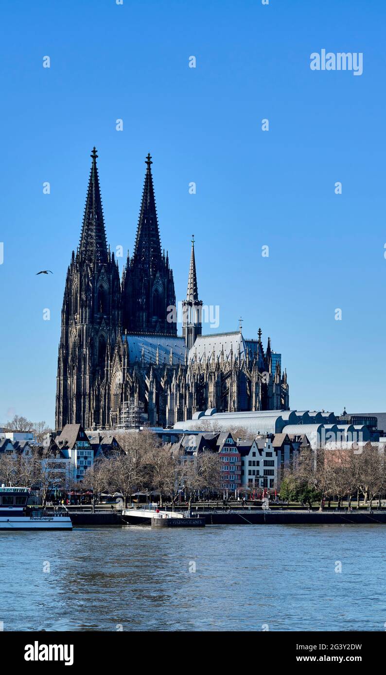 Blick auf den Kölner Dom von Osten, Köln, Nordrhein-Westfalen, Deutschland Stockfoto