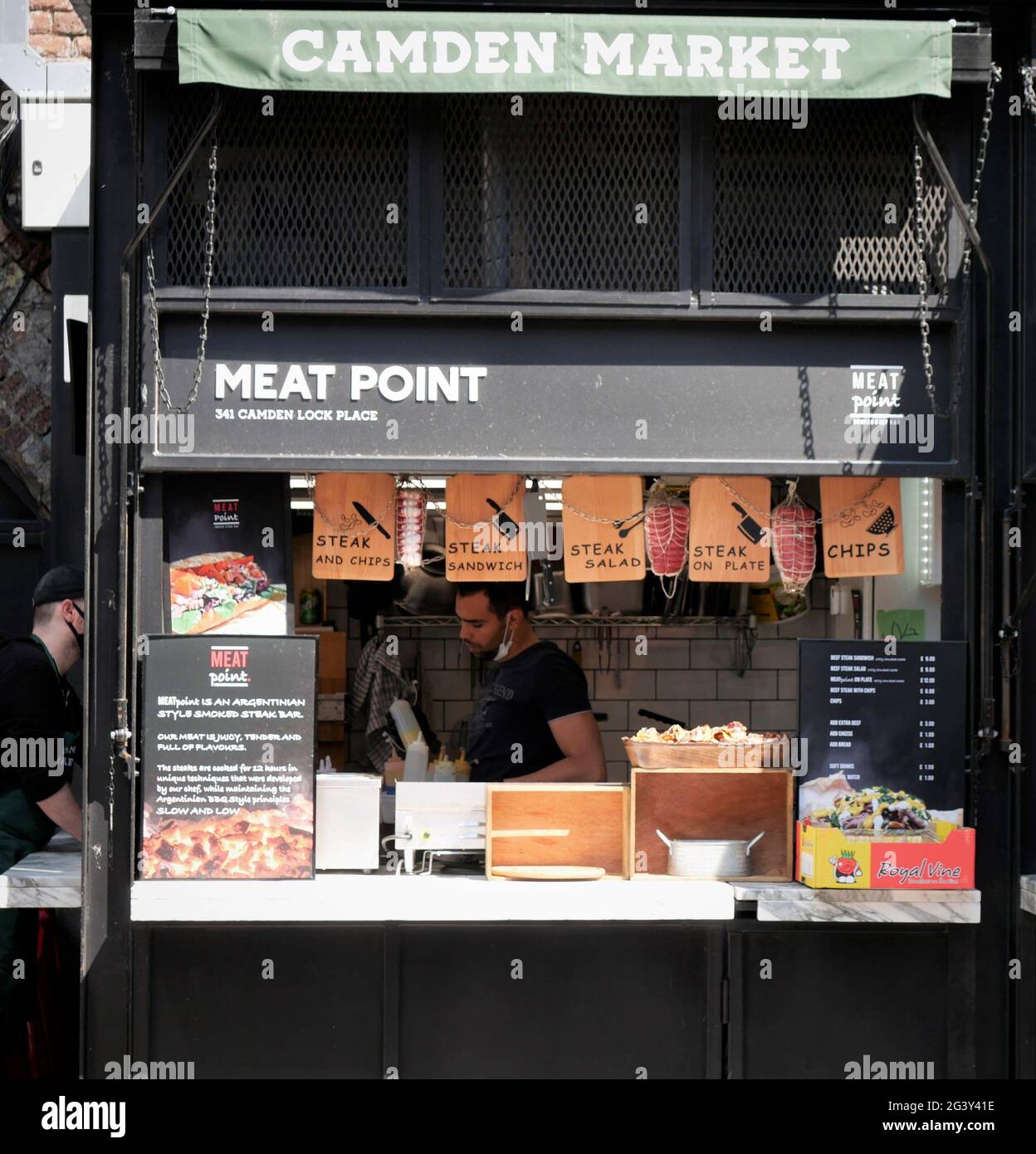 Meat Point Stand am Camden Market serviert argentinisches Steak Stockfoto