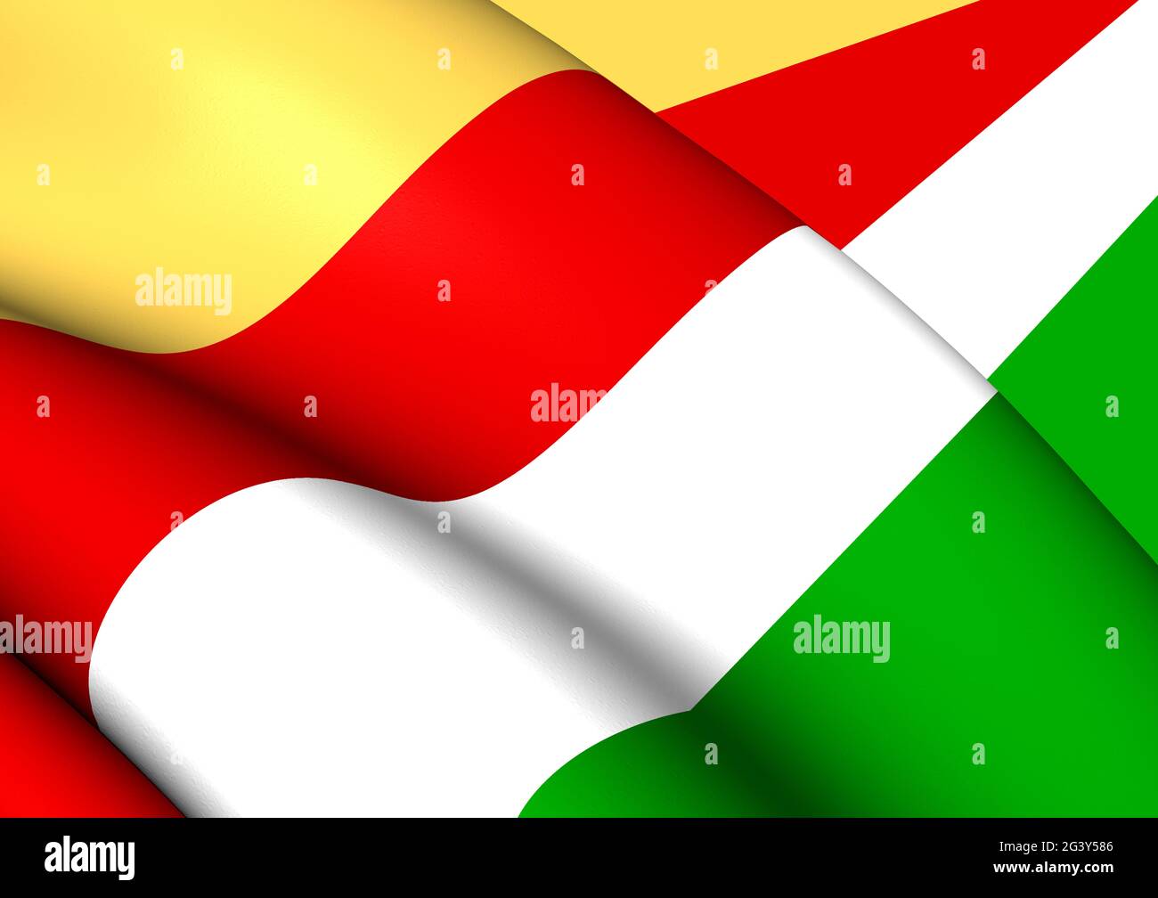 3D Flagge von Maaseik (Limburg), Belgien. 3D Abbildung. Stockfoto