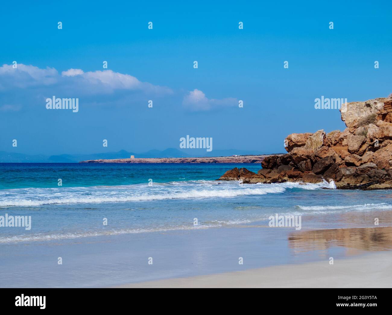 Cala Saona Beach, Formentera, Balearen, Spanien Stockfoto