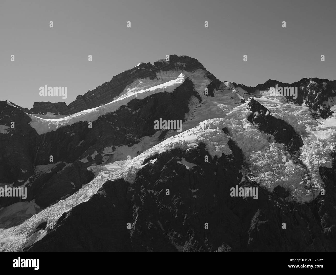 Monochrom-Bild von Mount Sefton. Stockfoto