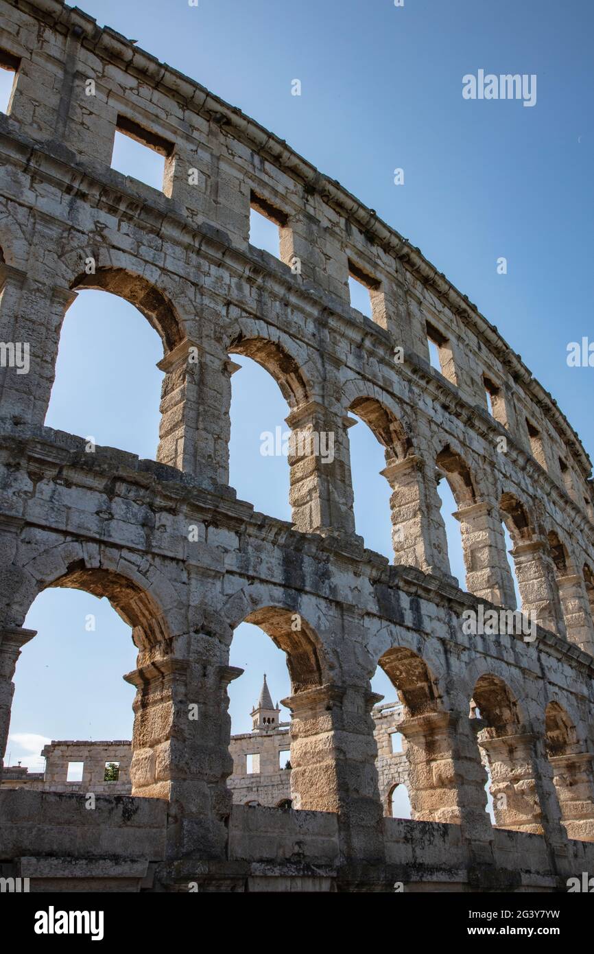 Römisches Amphitheater Pula Arena, Pula, Istrien, Kroatien, Europa Stockfoto