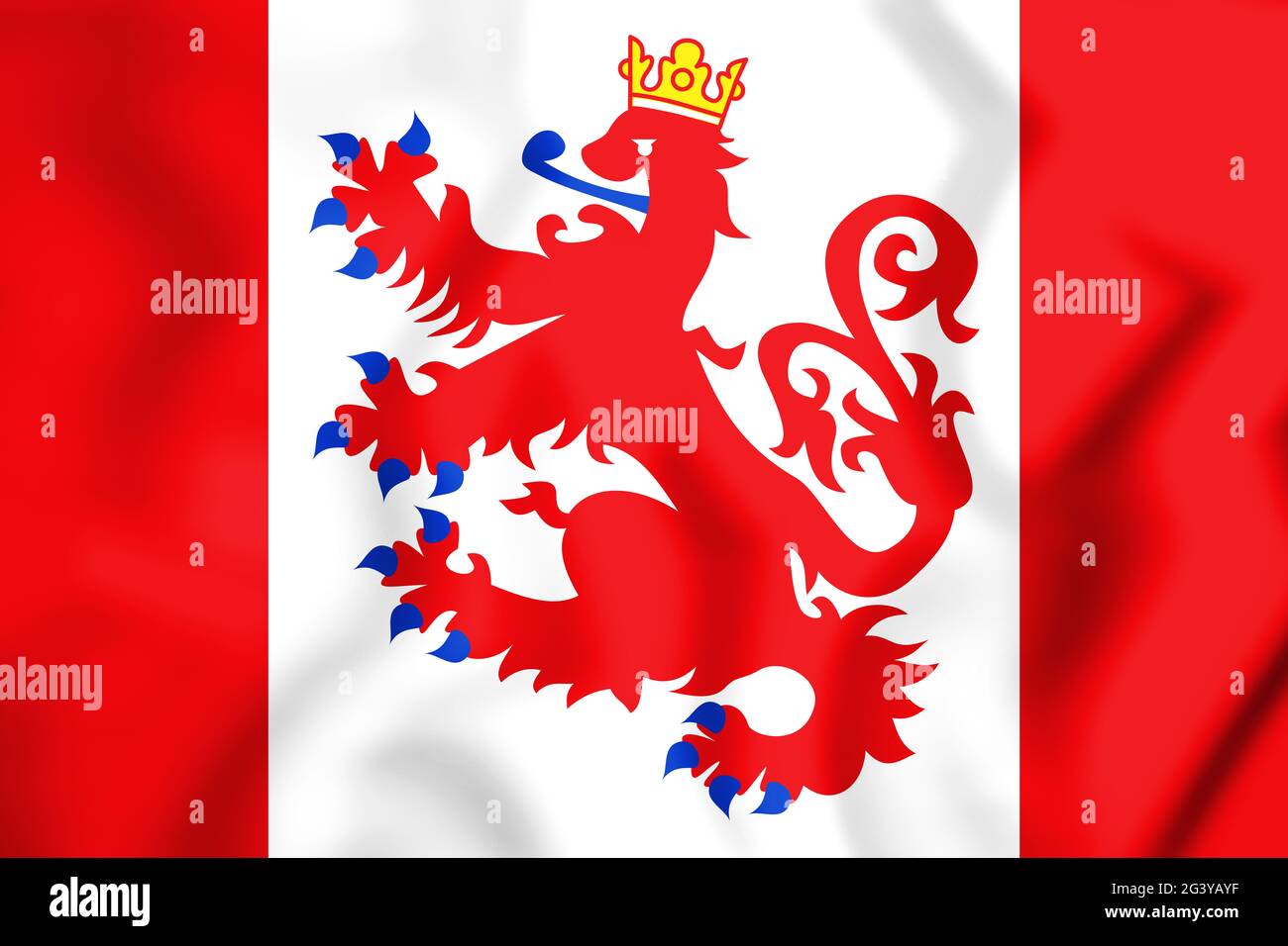3D Flagge von St. Vith (Lüttich Provinz), Belgien. 3D Abbildung. Stockfoto