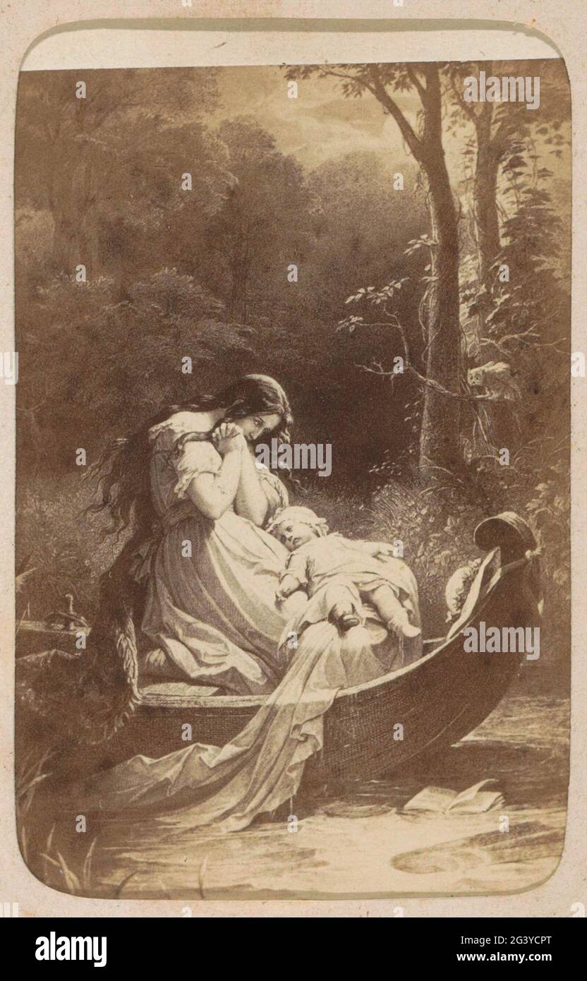 Fotoproduktion von (vermutlich) einem Druck zur Arbeit von W. von Kaulbach: Ottilie (Wahlwedschaften); Ottilie (Wahlwedschaften) W. von Kaulbach. Teil des Fotoalbums mit 16 Cartes-De-Visite von Frauenfiguren aus dem Werk von J.W. Von Goethe. Stockfoto