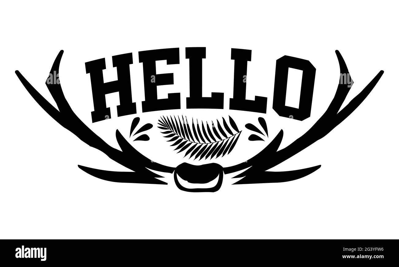 Hello - Fußmatte T-Shirts Design, handgezeichnete Schriftzüge, Kalligraphie T-Shirt-Design Stockfoto