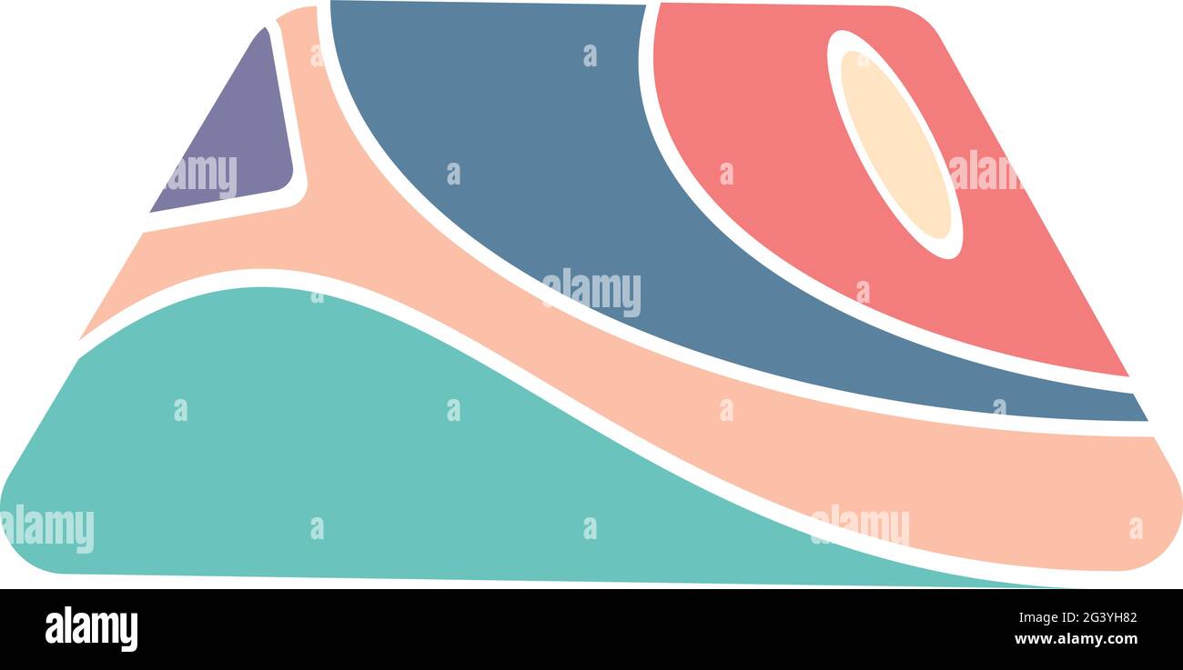 Abstrakte trapezförmige Form zufällig bunte Fleck. Runde Ecken Organischer Fleck aus bunten Formen. Splat Tropfen Flüssigkeit Kieselstein Silhouette. Stock Vektor
