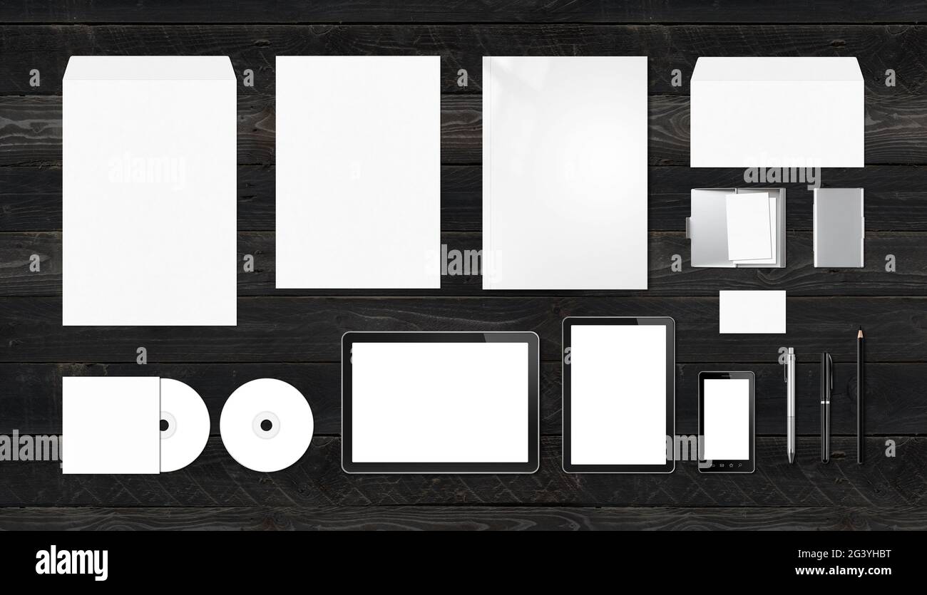 Corporate Branding mockup Vorlage, weißer Hintergrund Stockfoto