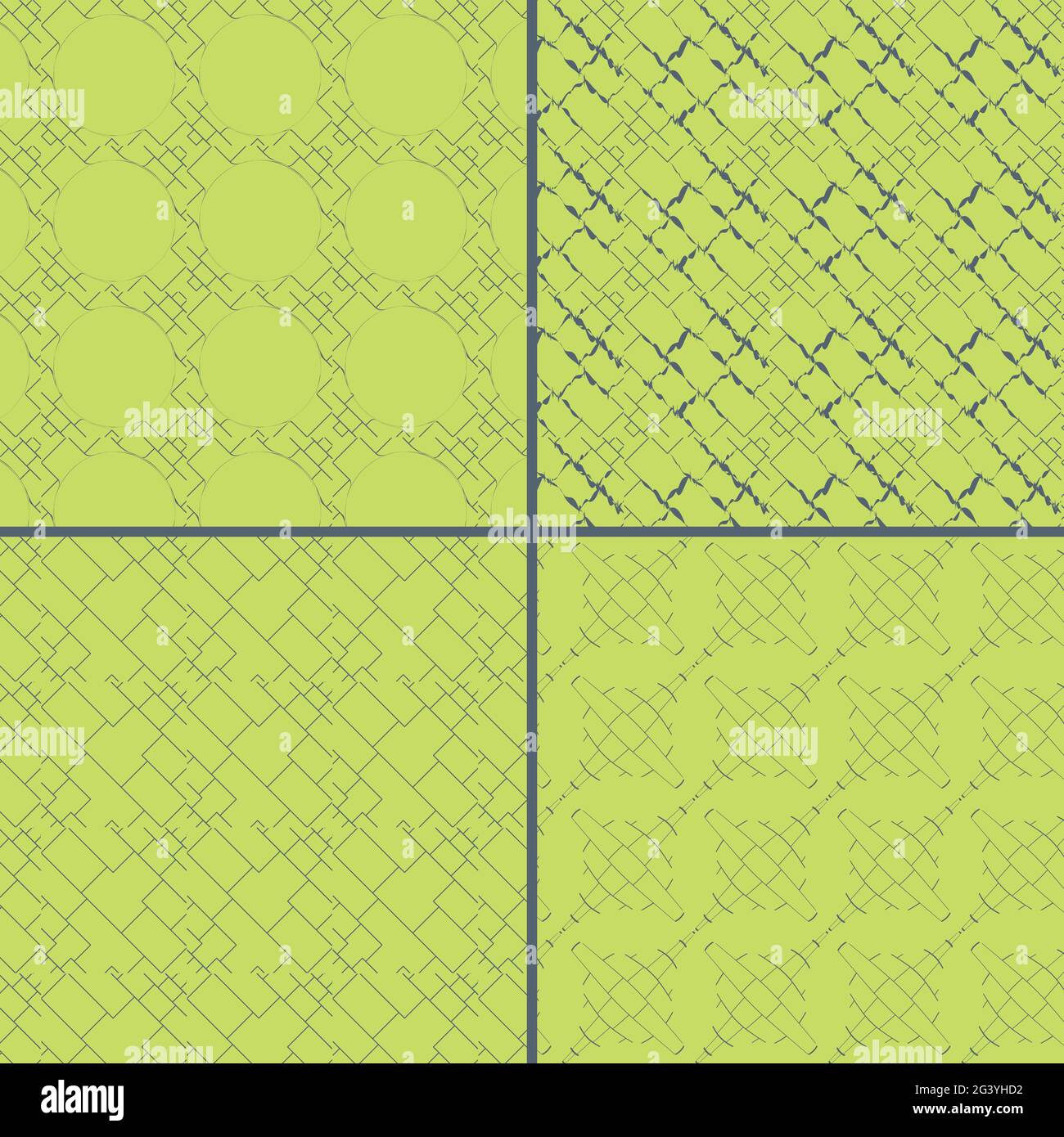 Nahtloses Abstraktes Einfaches Muster. Skalierbares Geometrisches Muster Im Doodle-Stil. Set aus 4 verschiedenen Mustern aus Rechtecken unterschiedlicher Größe. Neon G Stock Vektor