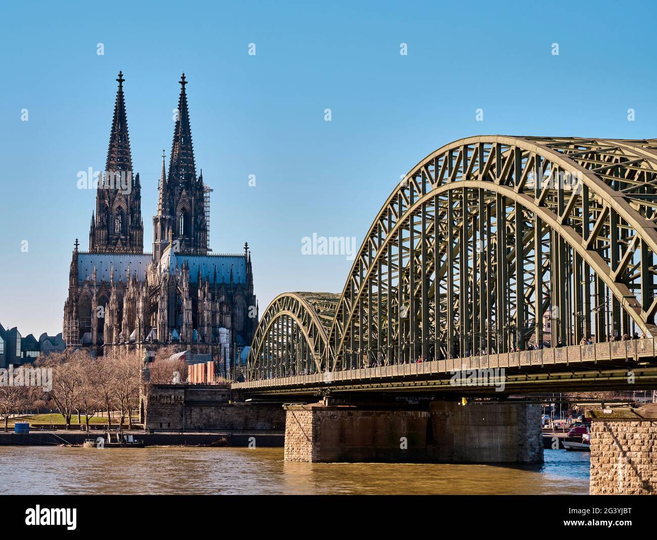 Blick auf den Kölner Dom von Osten, Köln, Nordrhein-Westfalen, Deutschland Stockfoto