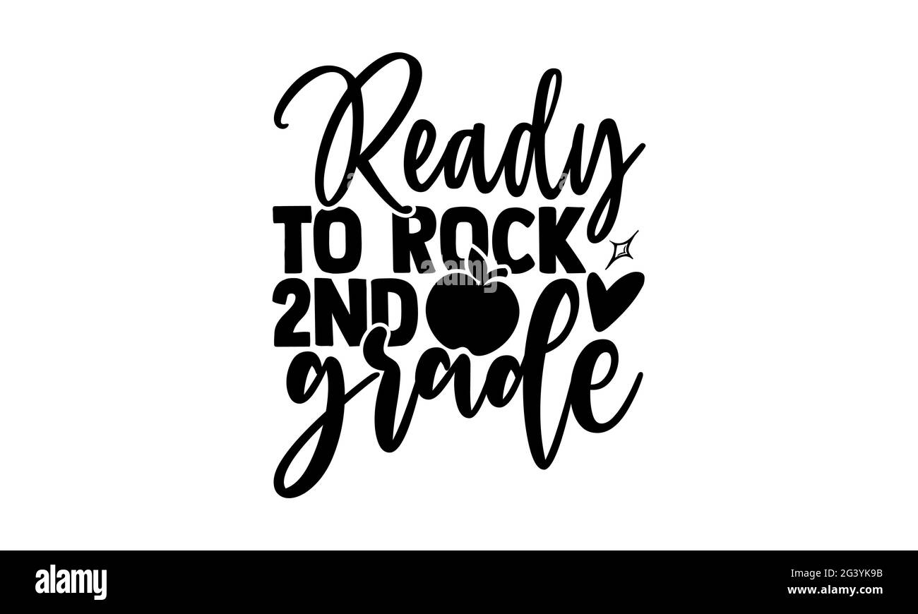 Ready to Rock Pre School - Vorschule T-Shirts Design, handgezeichnete Schriftzug Phrase, Kalligraphie T-Shirt-Design, isoliert auf weißem Hintergrund, svg-Dateien Stockfoto