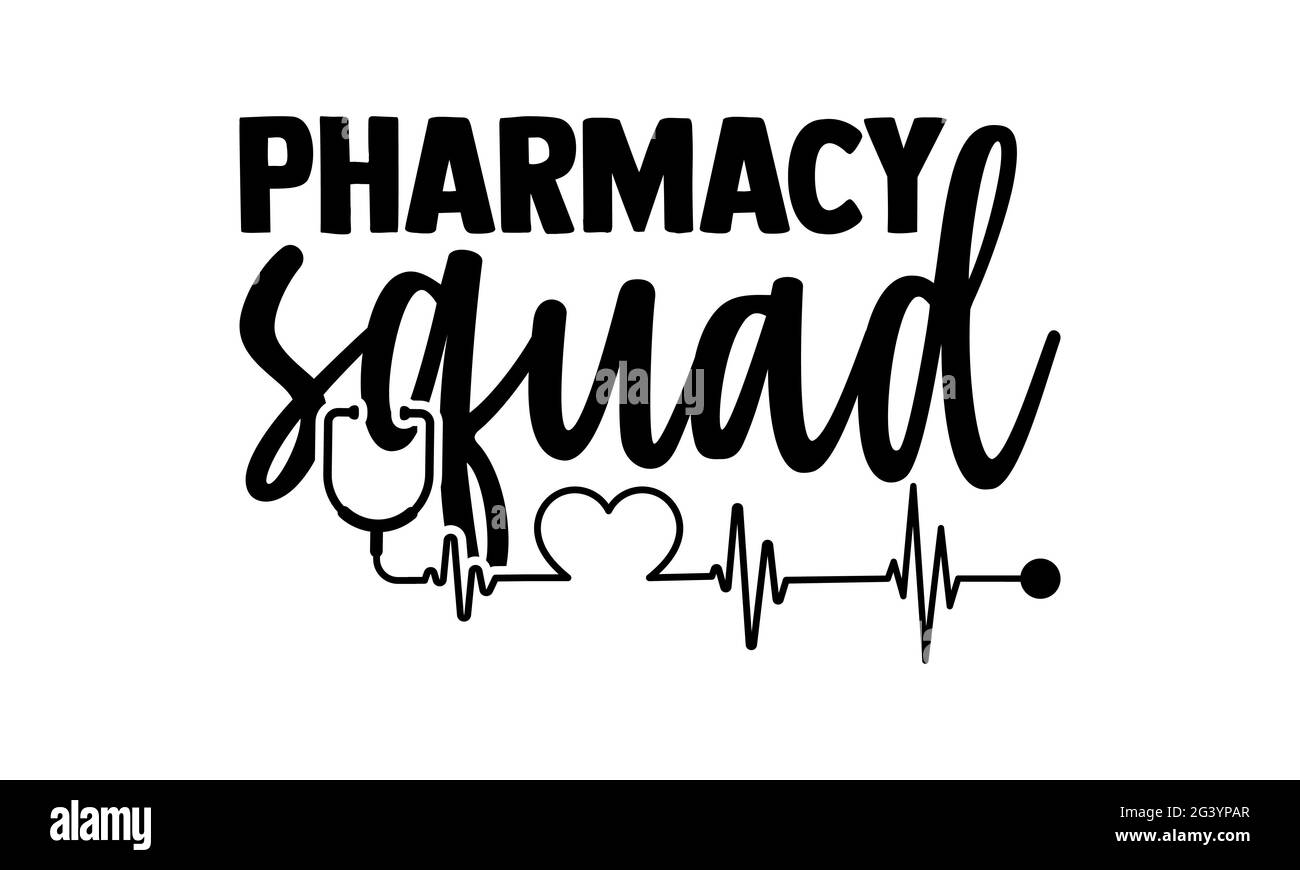 Apotheke Kader - Techniker T-Shirts Design, handgezeichnete Schriftzug Phrase, Kalligraphie T-Shirt-Design, isoliert auf weißem Hintergrund, svg-Dateien für Cutt Stockfoto