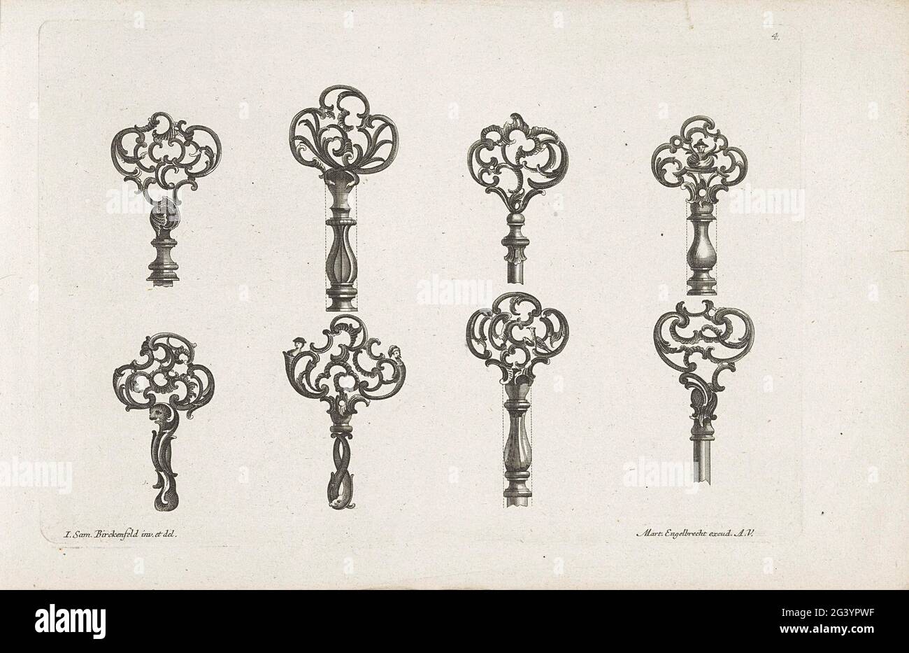 Acht Schlüsseldesigns mit Tiermotiven; Designs für Schlösser und Schlüssel.  Zwei Schlüssel sind mit Büsten verziert Stockfotografie - Alamy