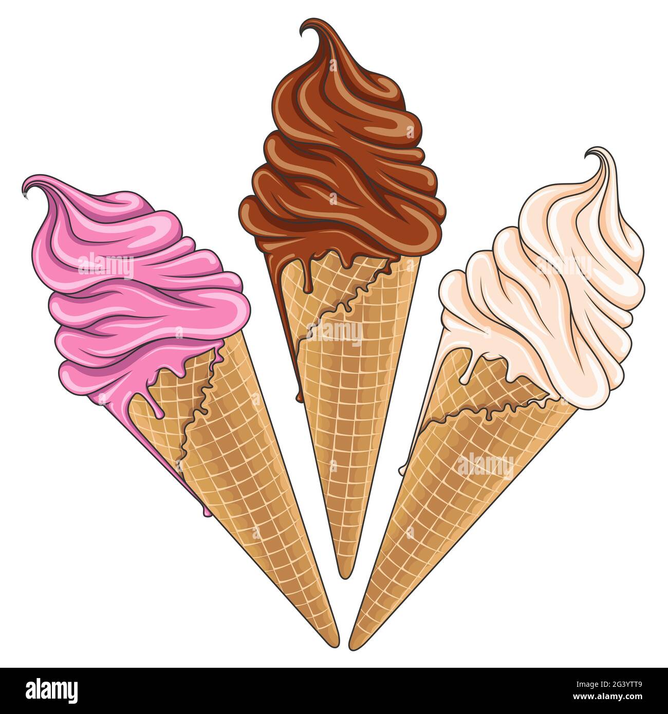 Set von leckeren Eis Farbe. Vektorgrafik. Isolierte Objekte auf weißem Hintergrund. Stock Vektor