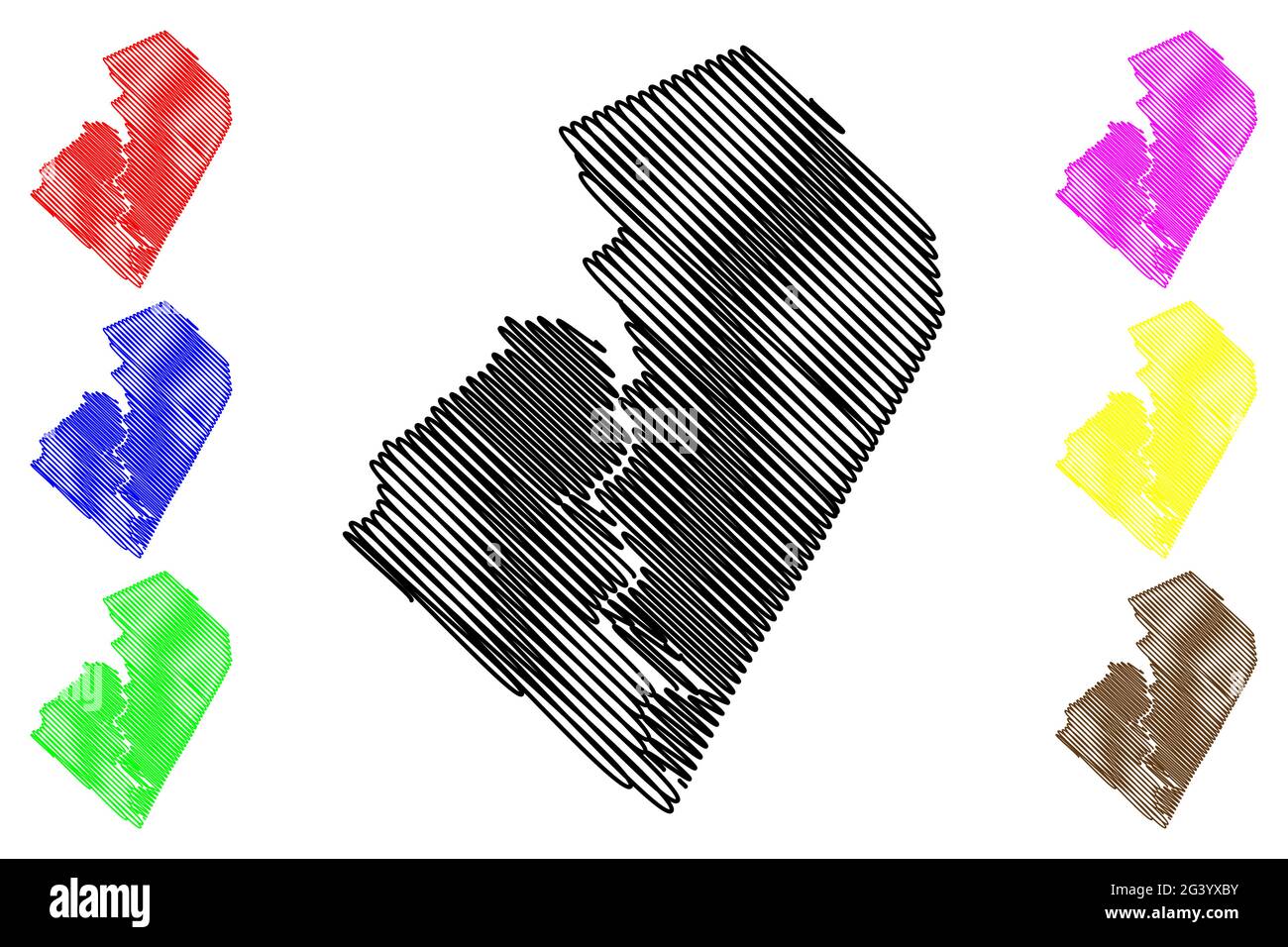 Summers County, State of West Virginia (US-County, Vereinigte Staaten von Amerika, USA, USA, USA) Kartenvektordarstellung, Scribble-Skizze Summers-Karte Stock Vektor