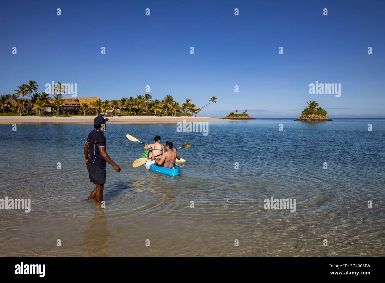 Wassersport im Six Senses Fiji Resort, Malolo Island, Mamanuca Group, Fidschi Inseln, Südpazifik Stockfoto