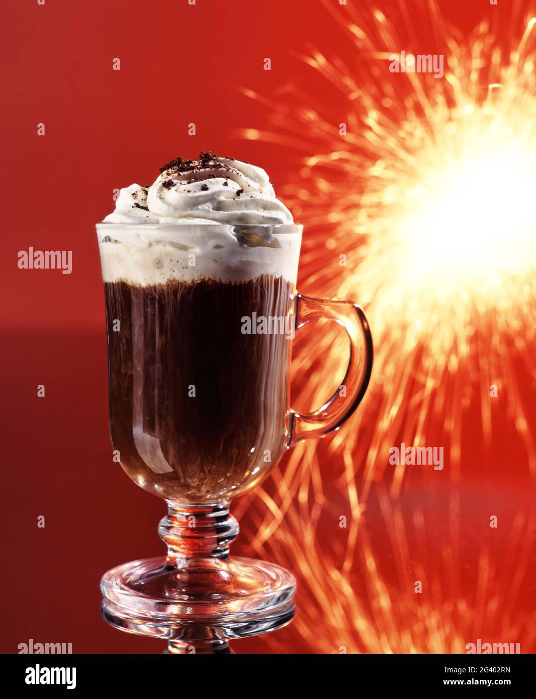 Irischer Kaffee Und Bengallichter Stockfoto