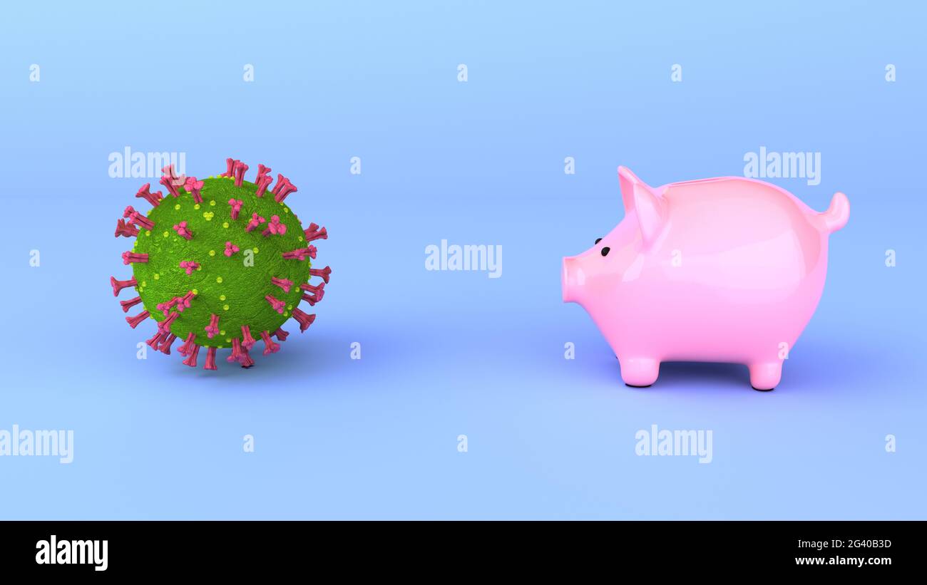Coronavirus Piggy Bank Stockfoto
