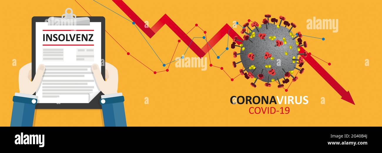 Insolvenz Coronavirus-Abschwung Weltweit – Diagramm – Überschrift Stockfoto