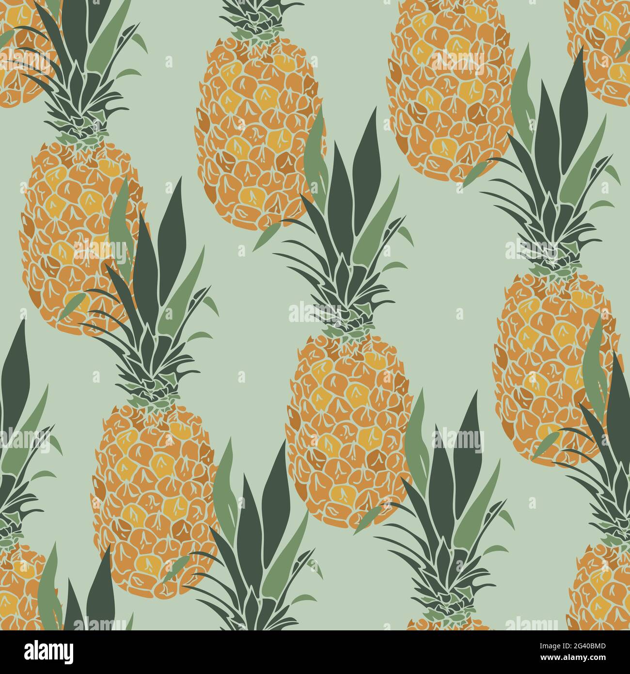 Vektor nahtloses Muster mit Ananas. Ananas-Design auf neutralem Hintergrund. Stock Vektor