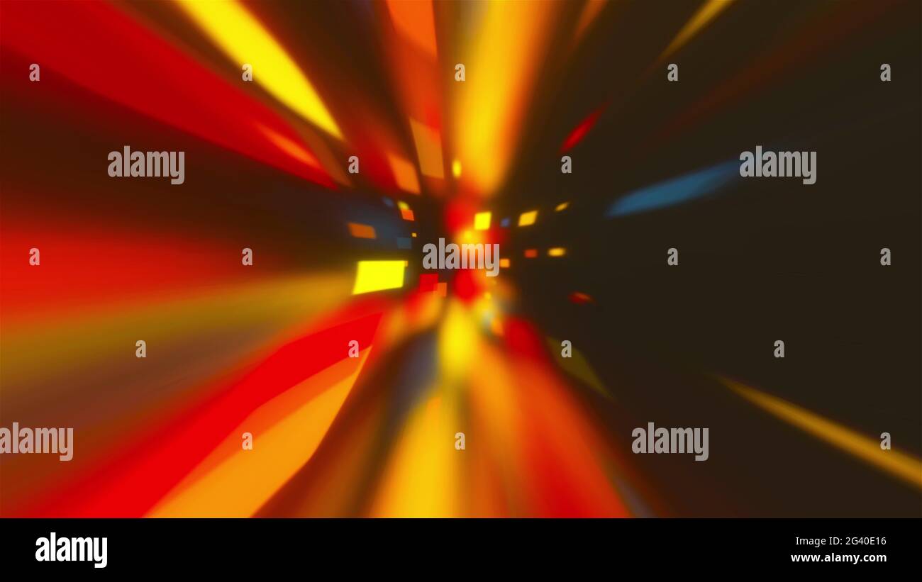 Fluss der fliegenden farbigen Quadrate, computergeneriert. 3d-Rendering abstrakter Hintergrund Stockfoto