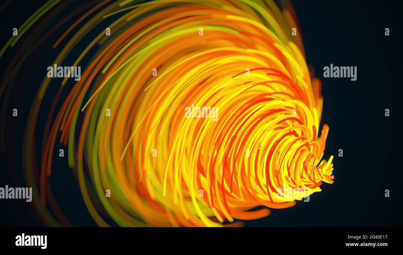 Trichter von zufallsartigen Linien, computergeneriert. 3d-Rendering eines abstrakten spiralförmigen Hintergrunds. Stockfoto