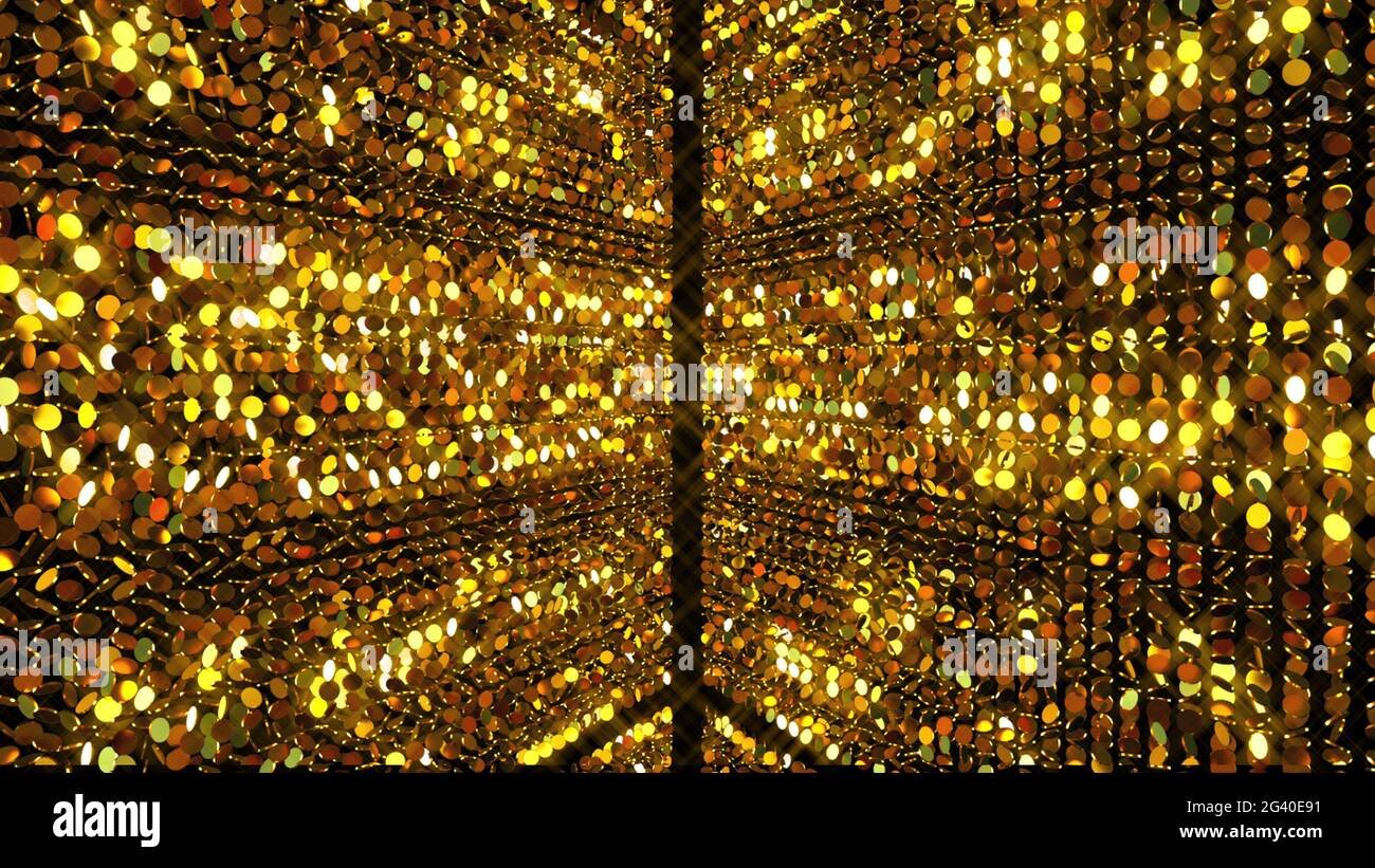 Gold Hintergrund von vielen glitzernden Münzen, Computer generiert. 3d-Rendering luxuriöse Symmetrie Stockfoto