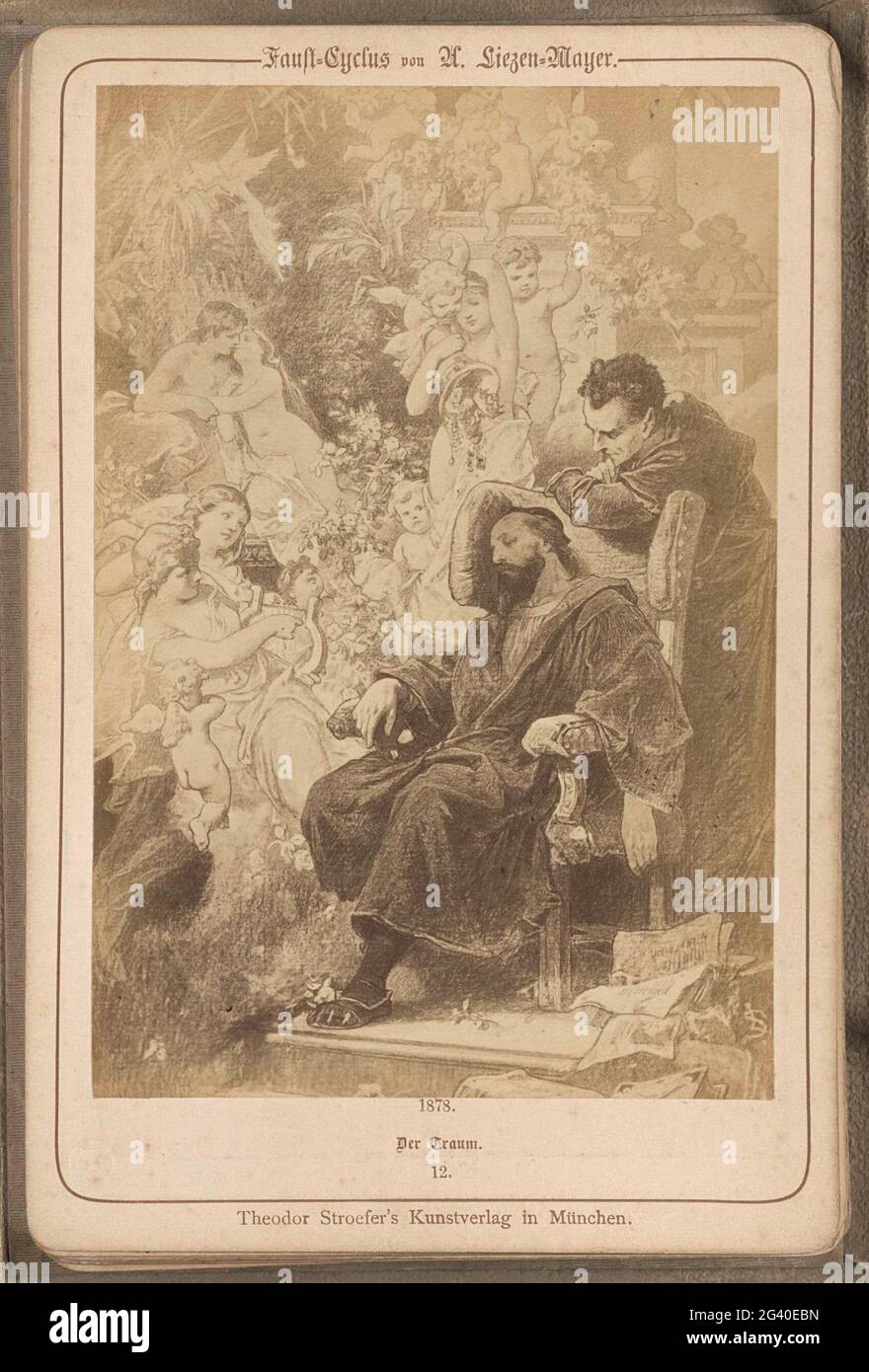 Fotoproduktion von (vermutlich) einer Zeichnung mit dem Titel 'der Traum'; der Traum .. Teil des Albums mit 30 Fotoproduktionen von Zeichnungen der Faust-Geschichte von J.W. Von Goethe. Stockfoto