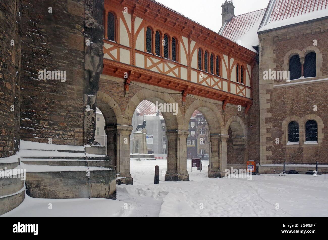 Brunswiek: Schloss und Kirche im Winter Stockfoto