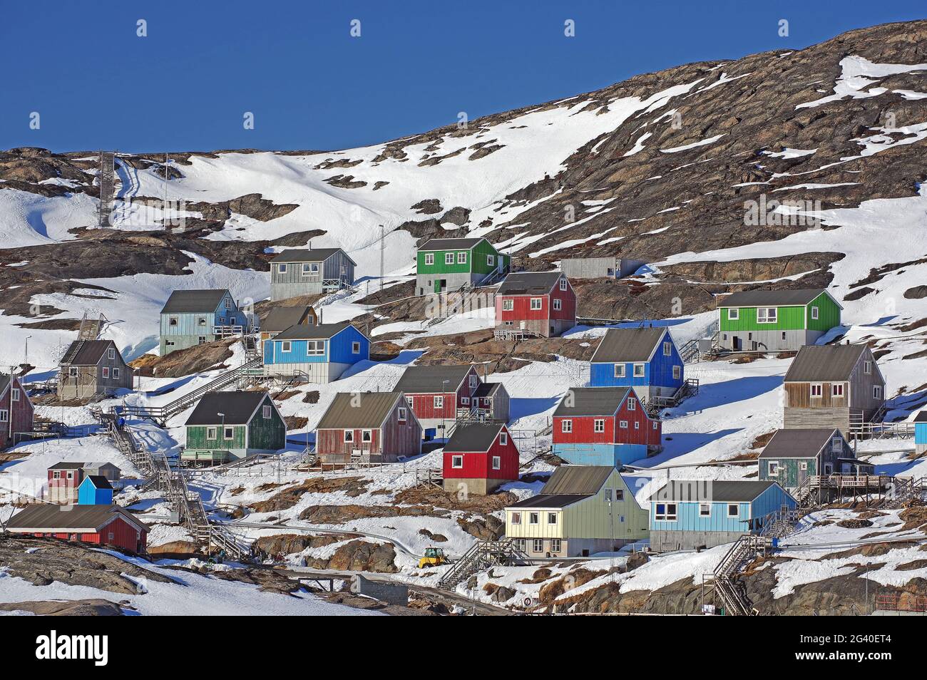 Das kleine Dorf Kaanagmuit an der grönländischen Westküste Stockfoto
