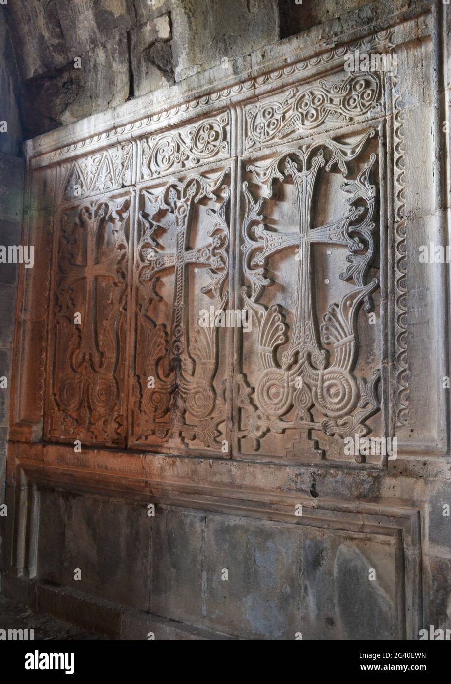 Alte Khachkars im Haghpat Kloster, Armenien Stockfoto