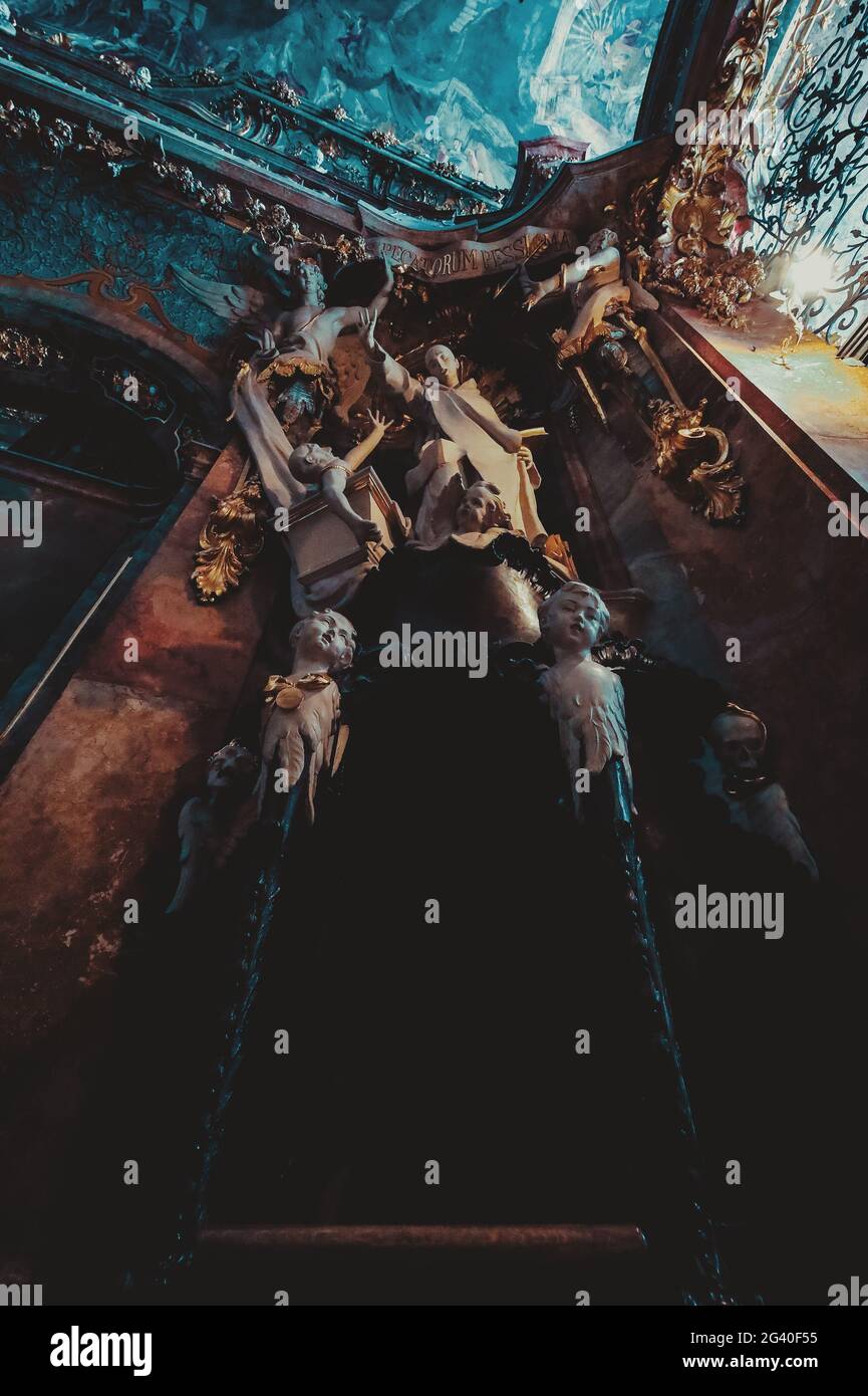 Innenaufnahme der Asamkirche, München, Deutschland Stockfoto