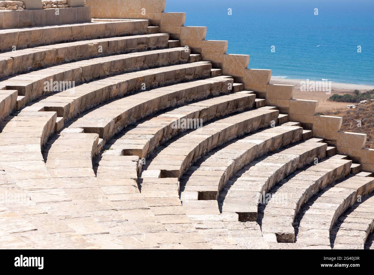 KOURION, ZYPERN/GRIECHENLAND - JULI 24 : restauriertes Amphitheater in den Ruinen von Kourion auf Zypern am 24. Juli 2009 Stockfoto