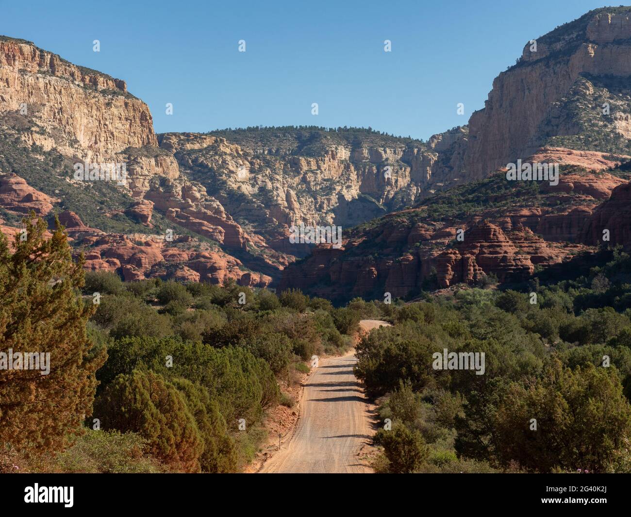Dirt Road führt in die Secret Mountain Wilderness Gegend in der Nähe von Sedona Arizona Stockfoto