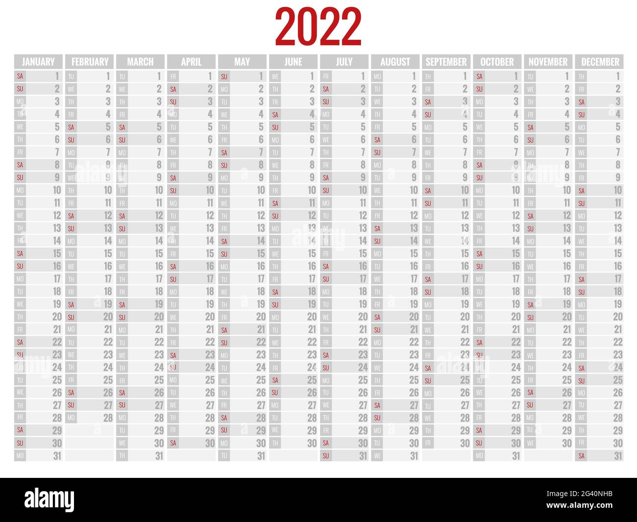 Kalender-Planer für 2022. Kalendervorlage für 2022. Briefpapier Design  Druckvorlage mit Platz für Foto, Ihr Logo und Text. Unternehmens- und  Stock-Vektorgrafik - Alamy