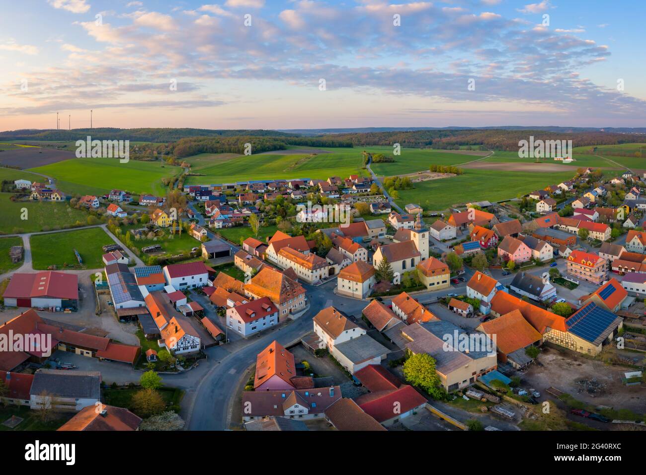 Luftaufnahme von Altmannshausen, Markt Bibart, Neustadt an der Aisch, Mittelfranken, Franken, Bayern, Deutschland, Europa Stockfoto