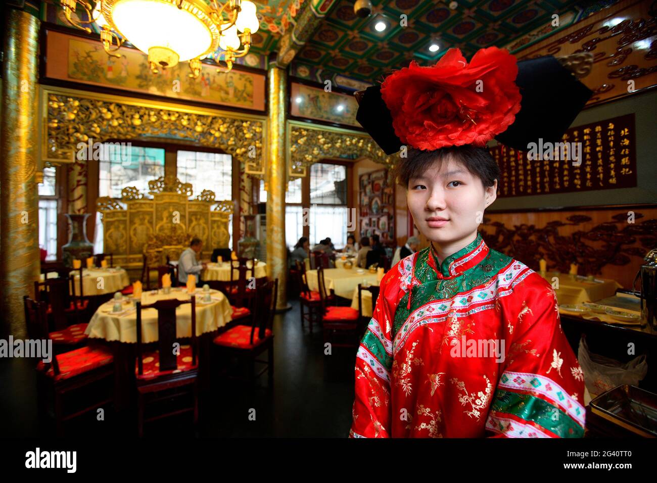 CHINA, PEKING, MITTAGESSEN IM DYNASTIE RESTAURANT IM BEHAI PARK Stockfoto