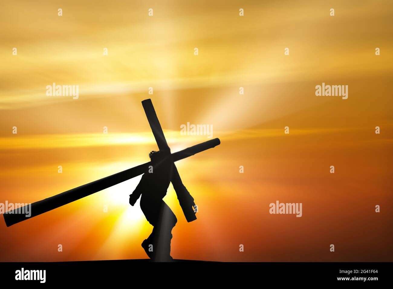 Jesus mit dem Kreuz Stockfoto