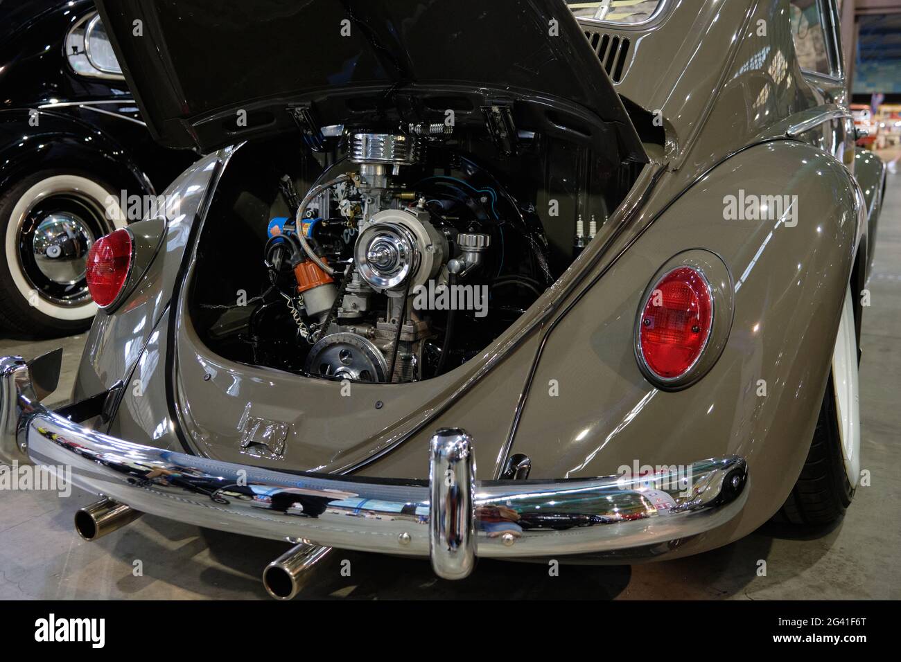 Volkswagen Beetle-Motor. Retro Malaga 2021, Andalusien, Spanien. Stockfoto