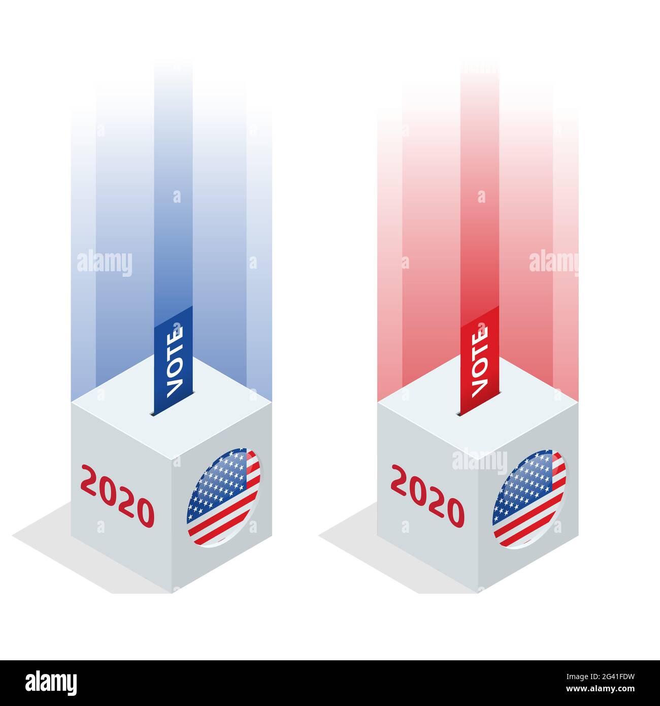 Wahltag. US-Debatte über die Wahl des Präsidenten 2020. Poster zur Wahl. Abstimmung 2020 in USA, Bannerdesign. Politischer Wahlkampf Stock Vektor