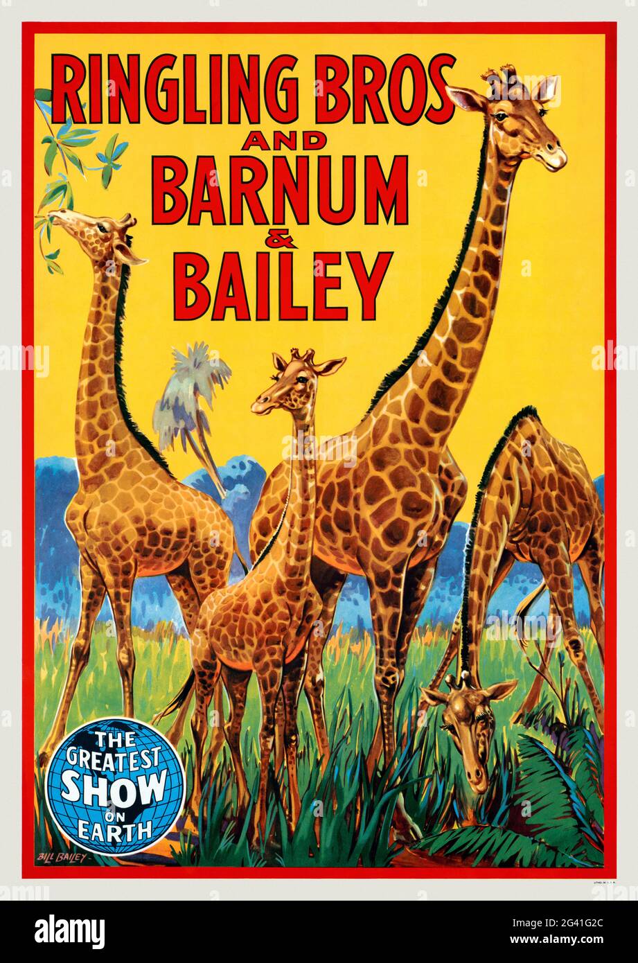 Ringling Bros. Und Barnum & Bailey. Die größte Show der Welt von Bill Bailey (Termine unbekannt). Restauriertes Vintage-Poster, das 1944 in den USA veröffentlicht wurde. Stockfoto