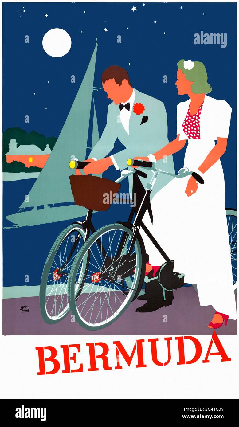 Bermuda von Adolph Treidler (1886-1981). Restauriertes Vintage-Poster, das 1937 in den USA veröffentlicht wurde. Stockfoto