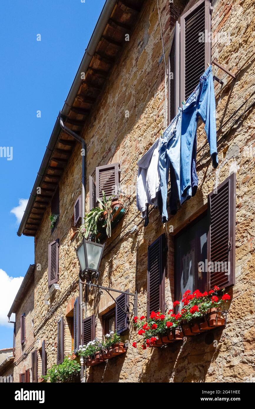 Gebäude in Pienza Toskana Stockfoto