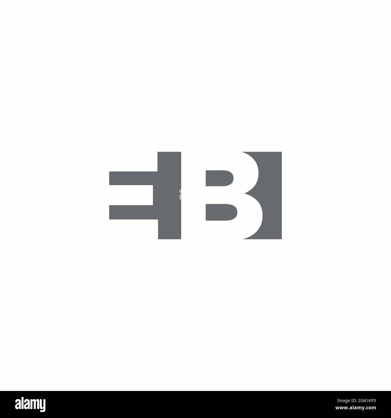 EB Logo-Monogramm mit negativem Raum Stil Design-Vorlage isoliert auf weißem Hintergrund Stockfoto