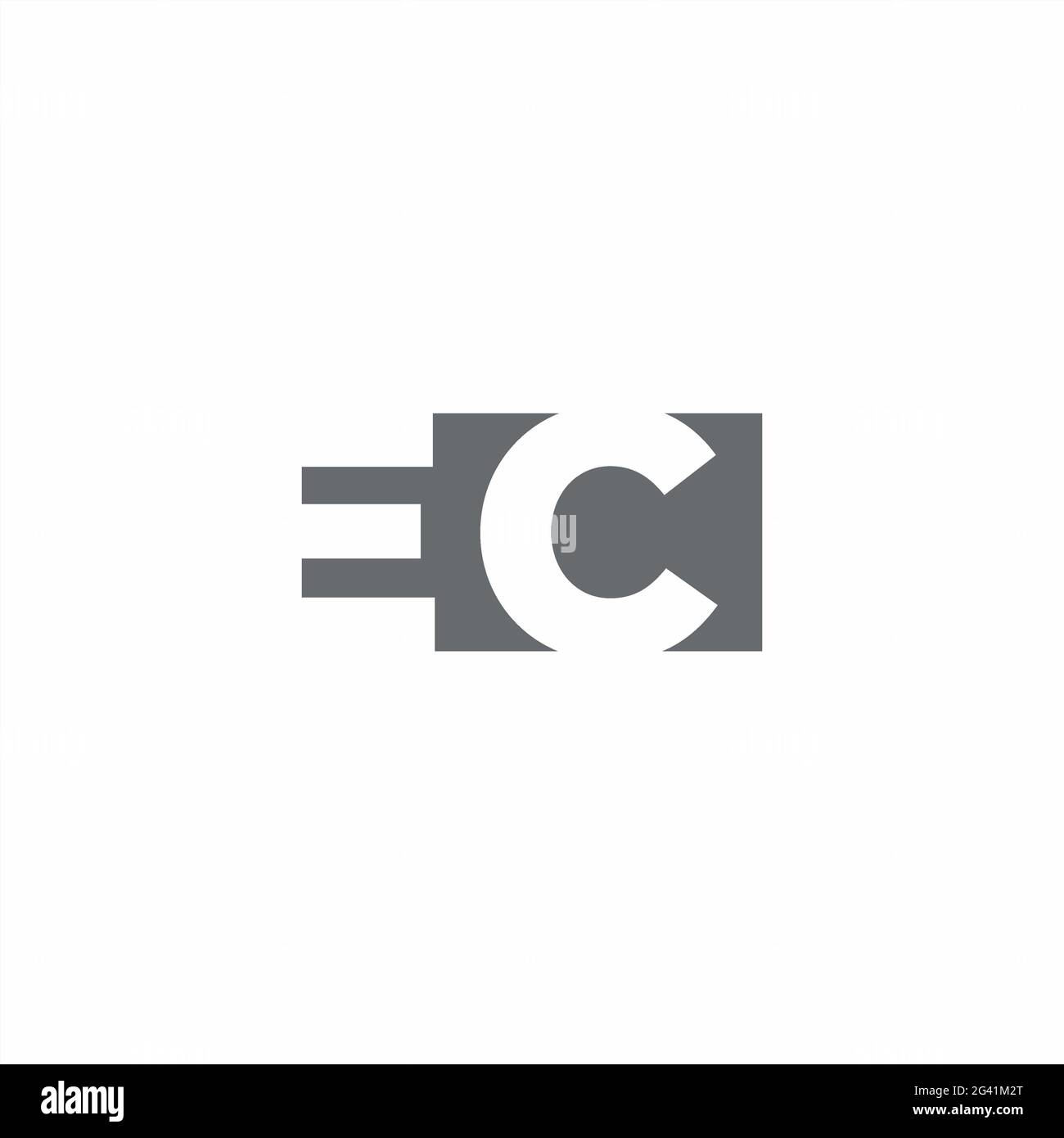 EC-Logo-Monogramm mit negativem Raum Stil Design-Vorlage isoliert auf weißem Hintergrund Stockfoto