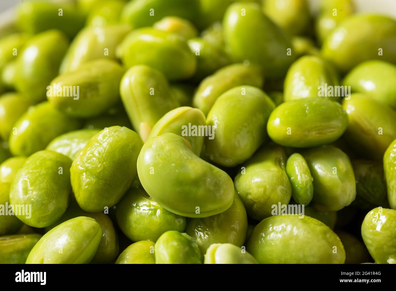 Rohe Grüne Bio-Edamame-Sojabohnen Stockfoto