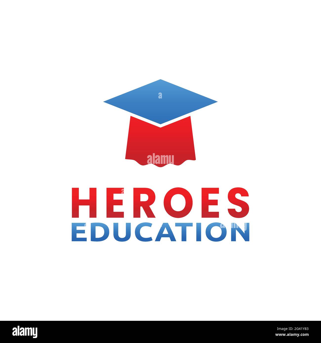 Einfacher Heldenmantel und Abschlusskappe für Heroes Education Logo Design Stock Vektor